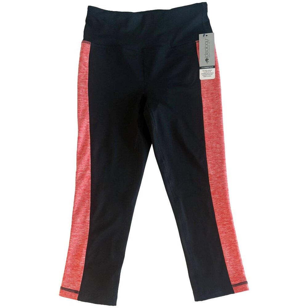 Ideology Black & Orange Colorblock Athletic Leggings XS